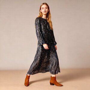 NWOT $434 MICHAEL KORS Navy Metal Floral Maxi Long Dresses Size M Women